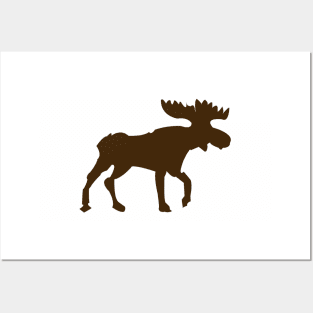 Moose Brown Silhouette Rustic Woodland Posters and Art